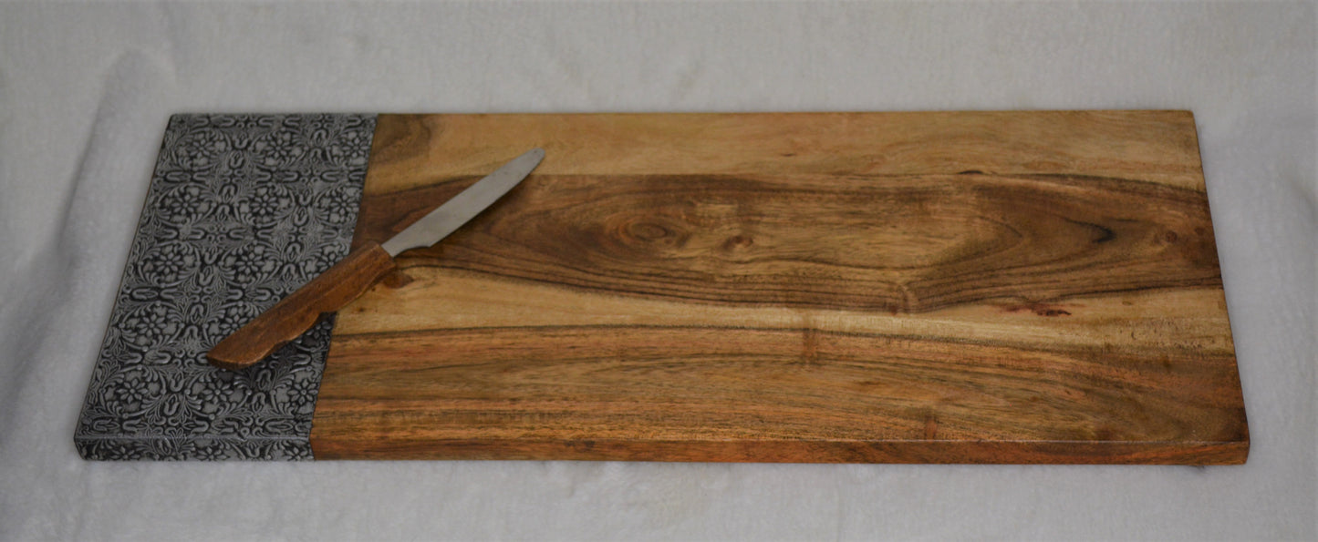 Wood & Metal Cutting Board Blank - 20" x 8"